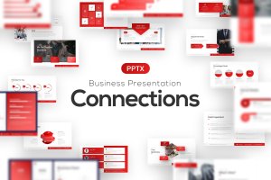 红色背景个人演讲/企业展示PPT模板 Connections Business Powerpoint Template