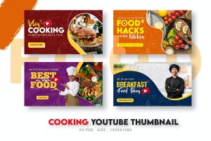 烹饪频道Youtube缩略图设计模板 Vlog Cooking Youtube Thumbnail Template
