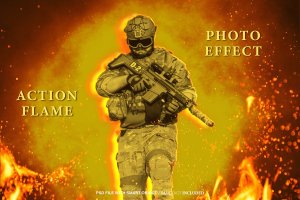 燃烧火焰照片效果PSD模板 Action Flame Photo Effect