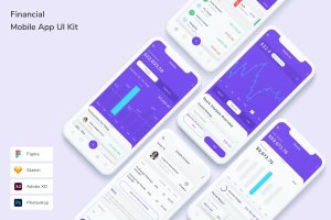 财政财务类手机App UI界面设计套件 Financial Mobile App UI Kit