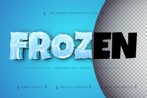 冻结冰块字体样式矢量文本效果 Frozen Winter – Editable Text Effect, Font Style