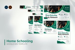 网课教育谷歌广告图设计模板 Home Schooling – Google Ads Design Template
