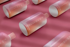 等距平躺化妆品瓶设计样机 Cosmetic Bottles Mockup