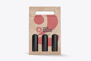 酒瓶手提纸盒包装设计样机素材 Packaging Wine Bottles Carrier Mockup