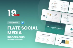 社交媒体数据统计Keynote幻灯片模板 Flate Social Media Infographic Keynote Template