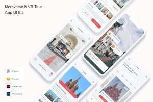 元宇宙&VR旅行App手机应用程序UI设计套件 Metaverse & VR Tour App UI Kit