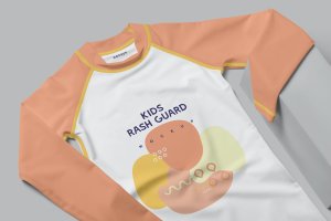 儿童长袖卫衣服装设计样机 Kids Rash Guard Mockups