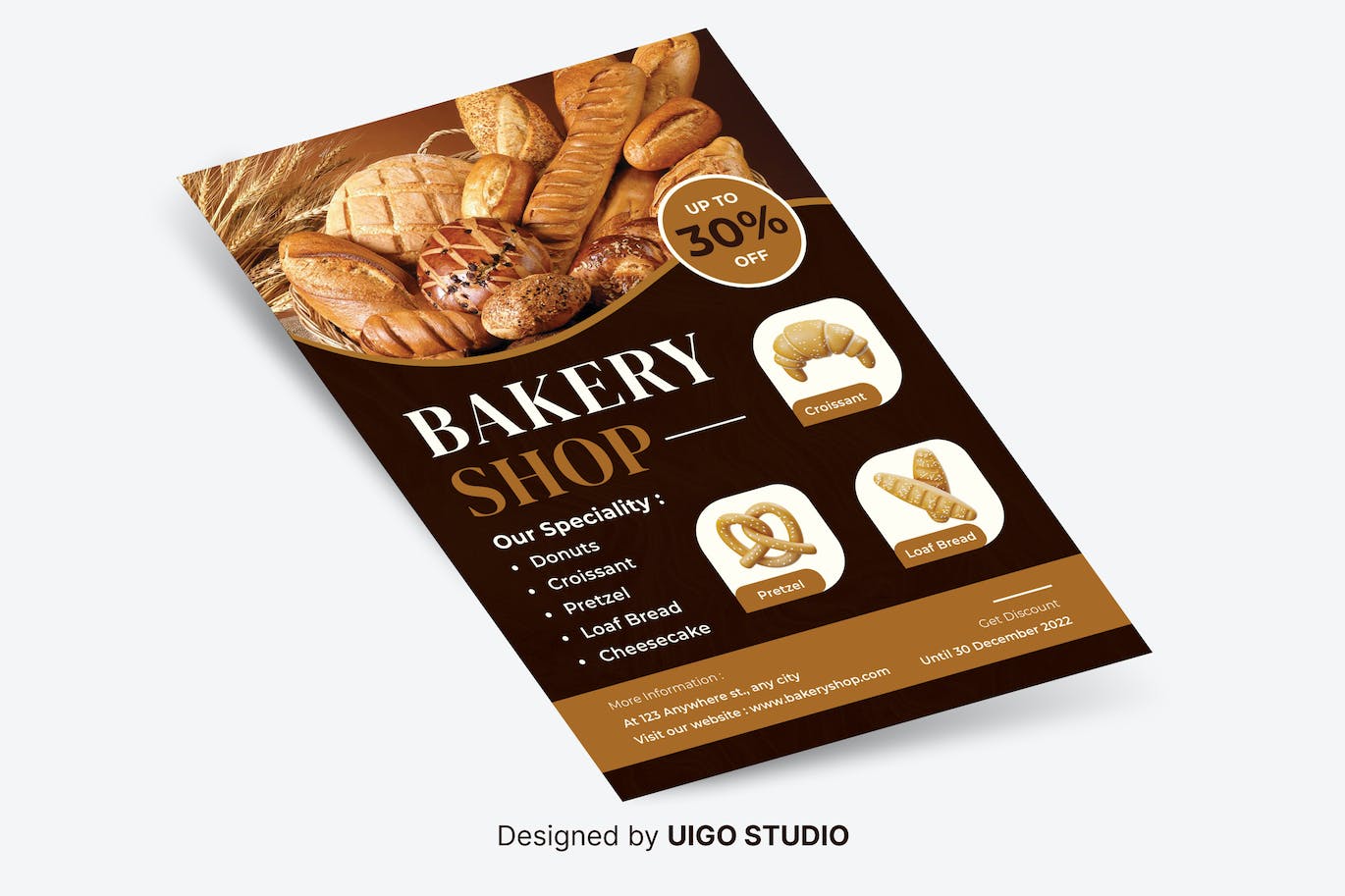 面包店促销传单设计模板 Bakery Shop Promotion Flyer