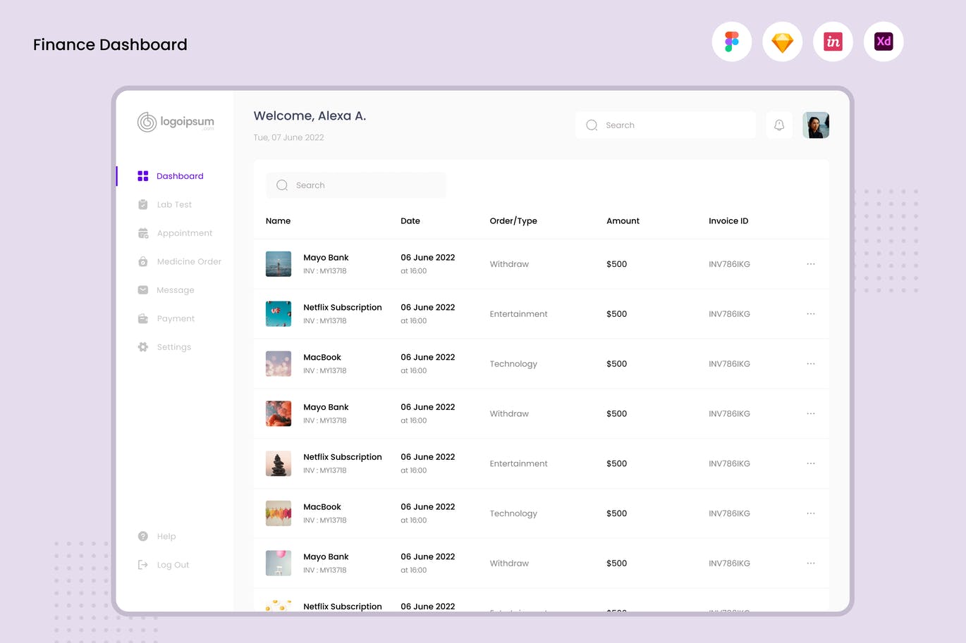 金融主题仪表盘UI设计模板 Finance Dashboard