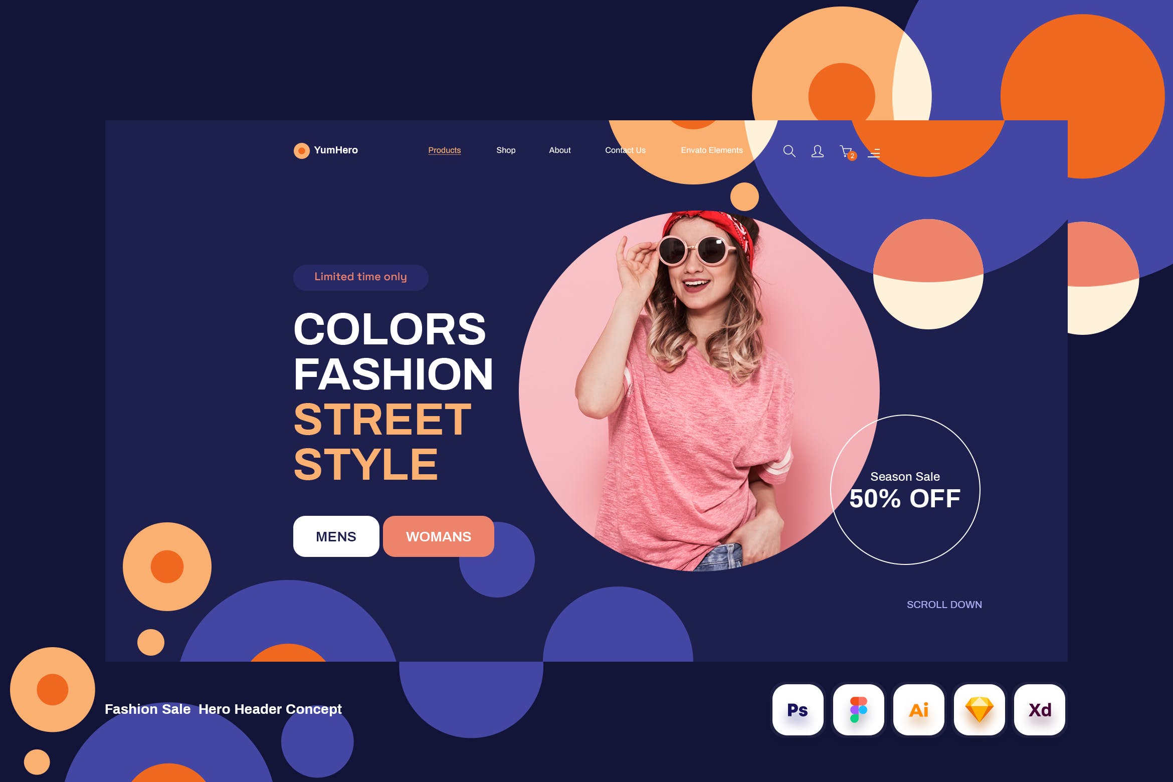 时尚购物网站Header标头概念设计模板 Fashion Hero Header Concept