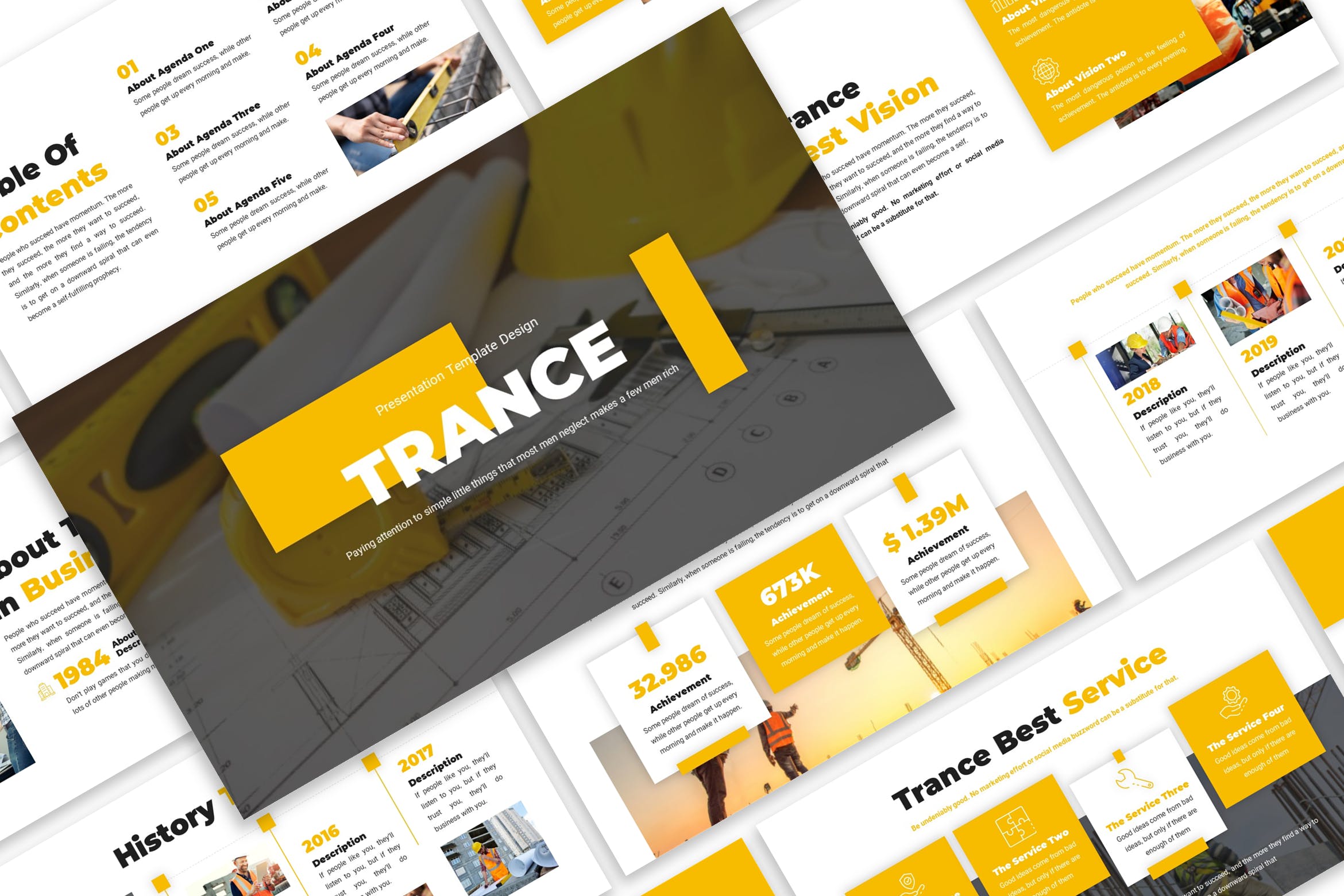 建筑开发ppt幻灯片模板 Trance – Business Template Prensentation