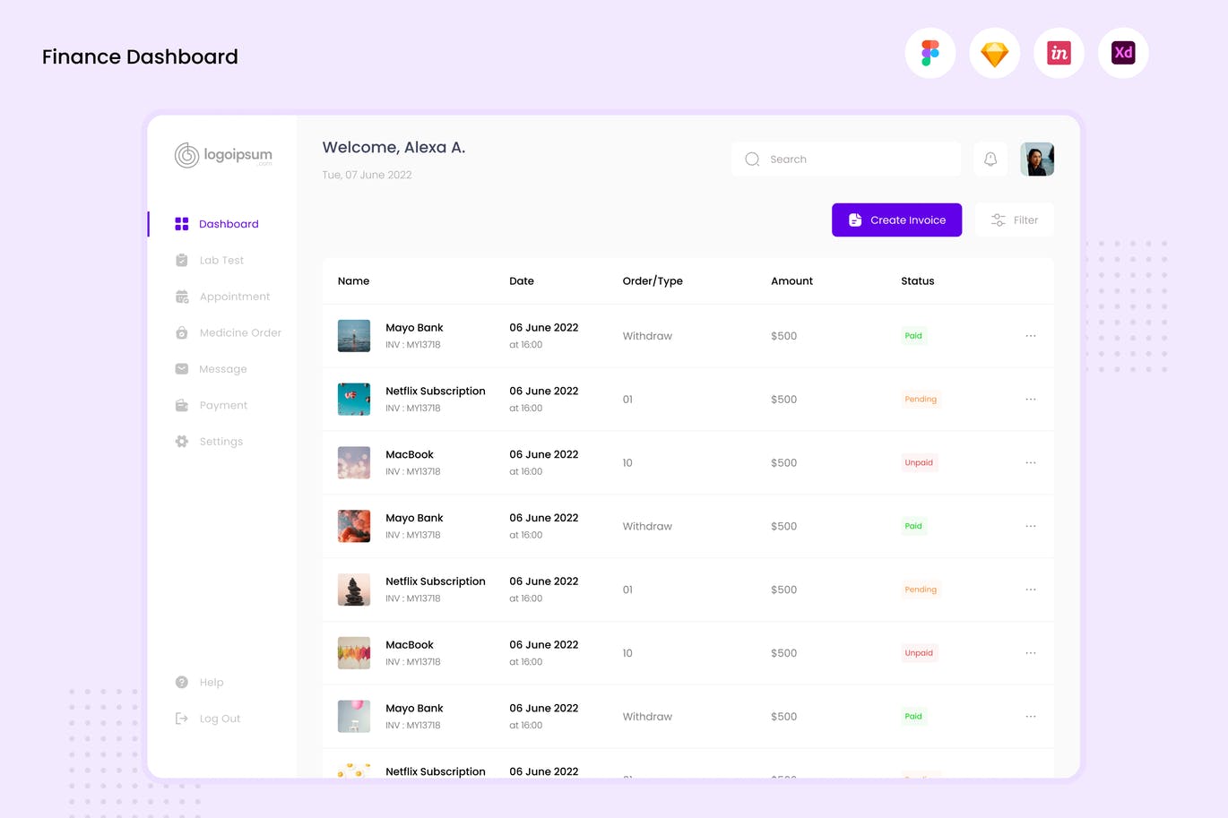 金融账户仪表盘UI设计模板 Finance Dashboard