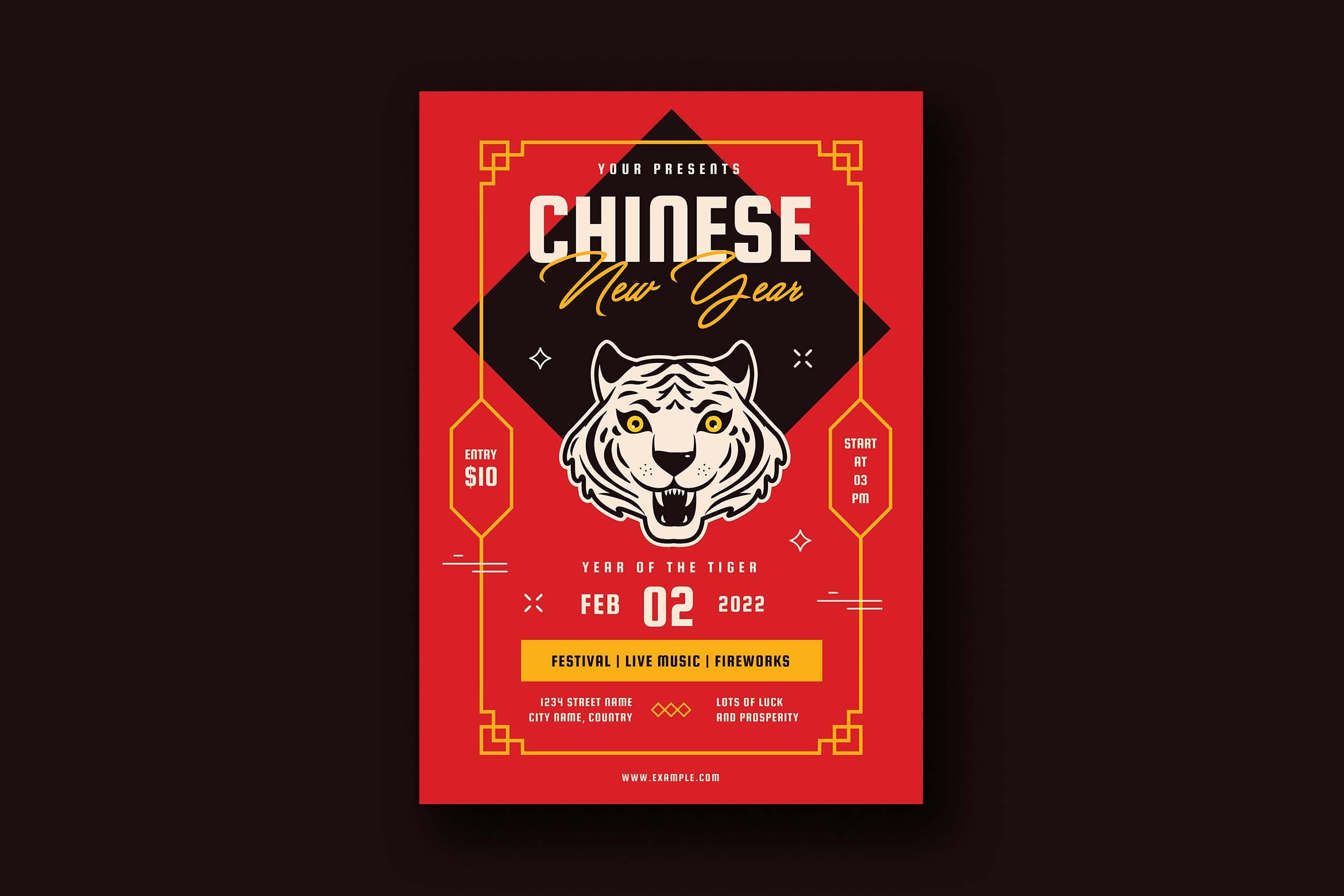 新年主题活动庆祝传单设计 Chinese New Year Event Flyer