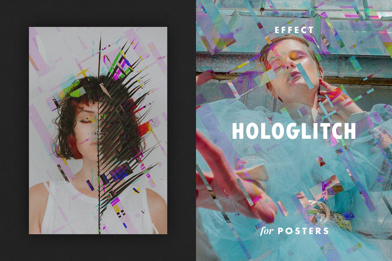 彩色故障效果海报模板 Hologlitch Effect for Posters