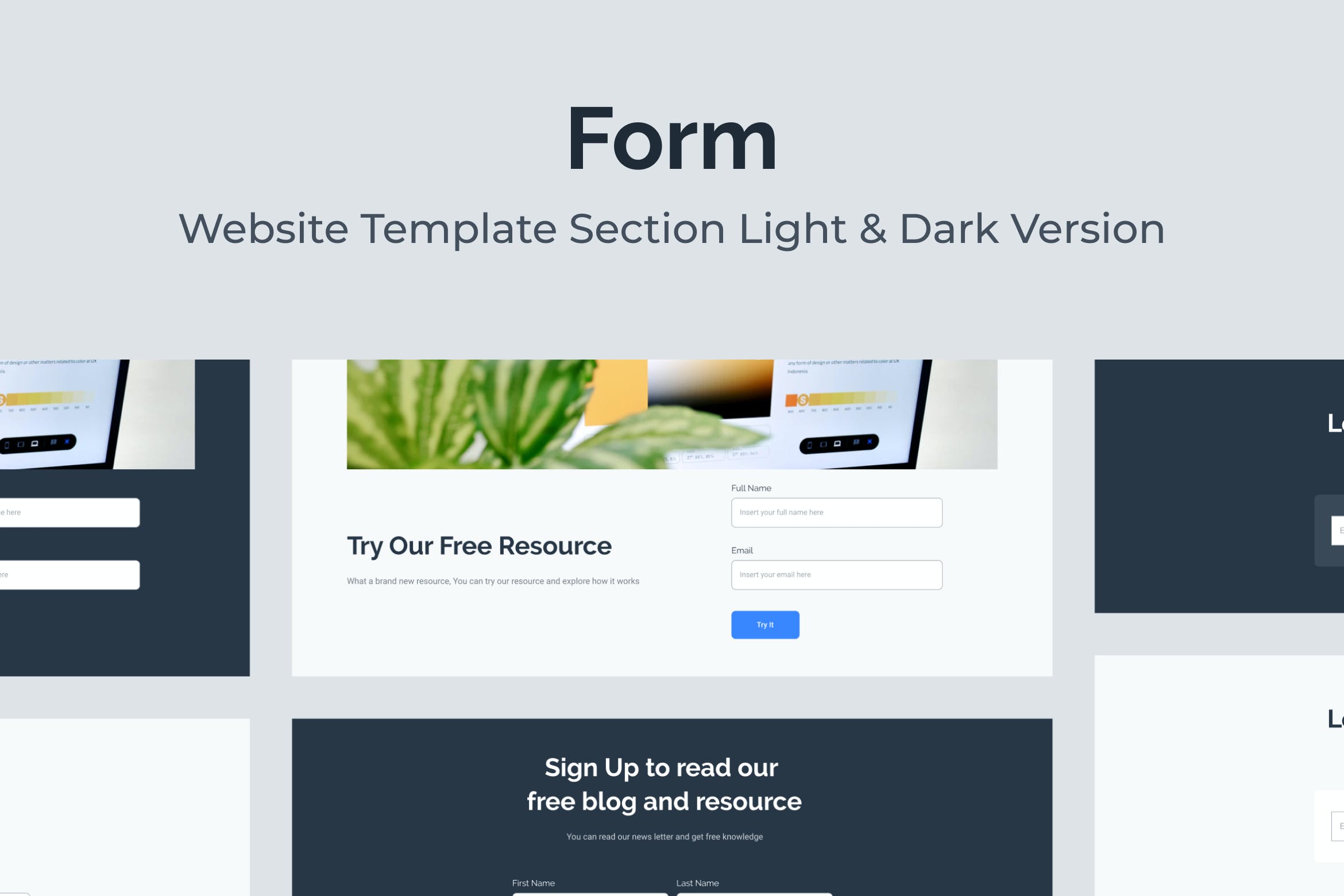 Web网站输入表单页面设计模板v1 Web Input Form Section Template