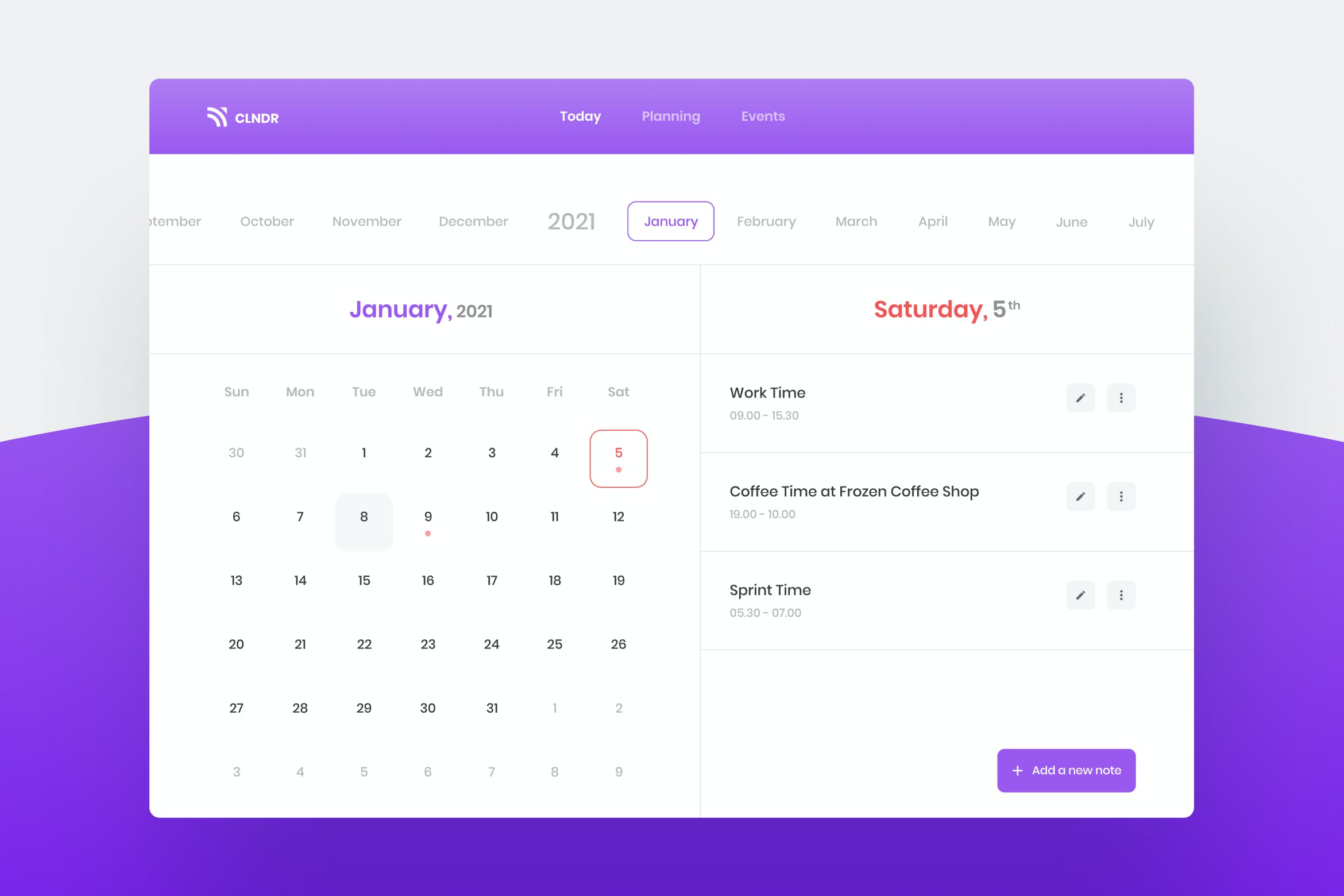 Web网站日期日历设计模板v1 Web Calendar Design