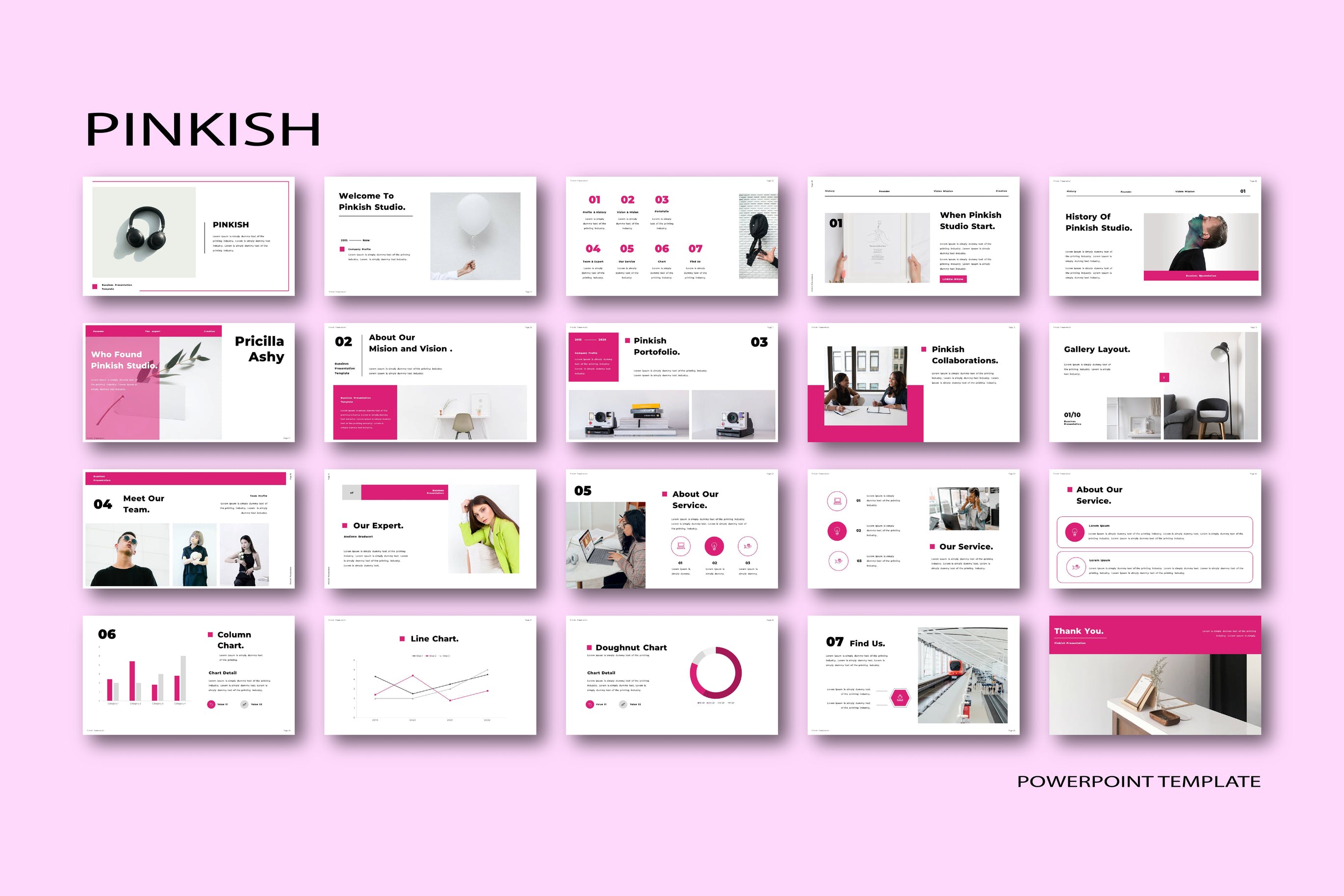 企业工作报告PPT幻灯片模板素材 Pinkish Presentation