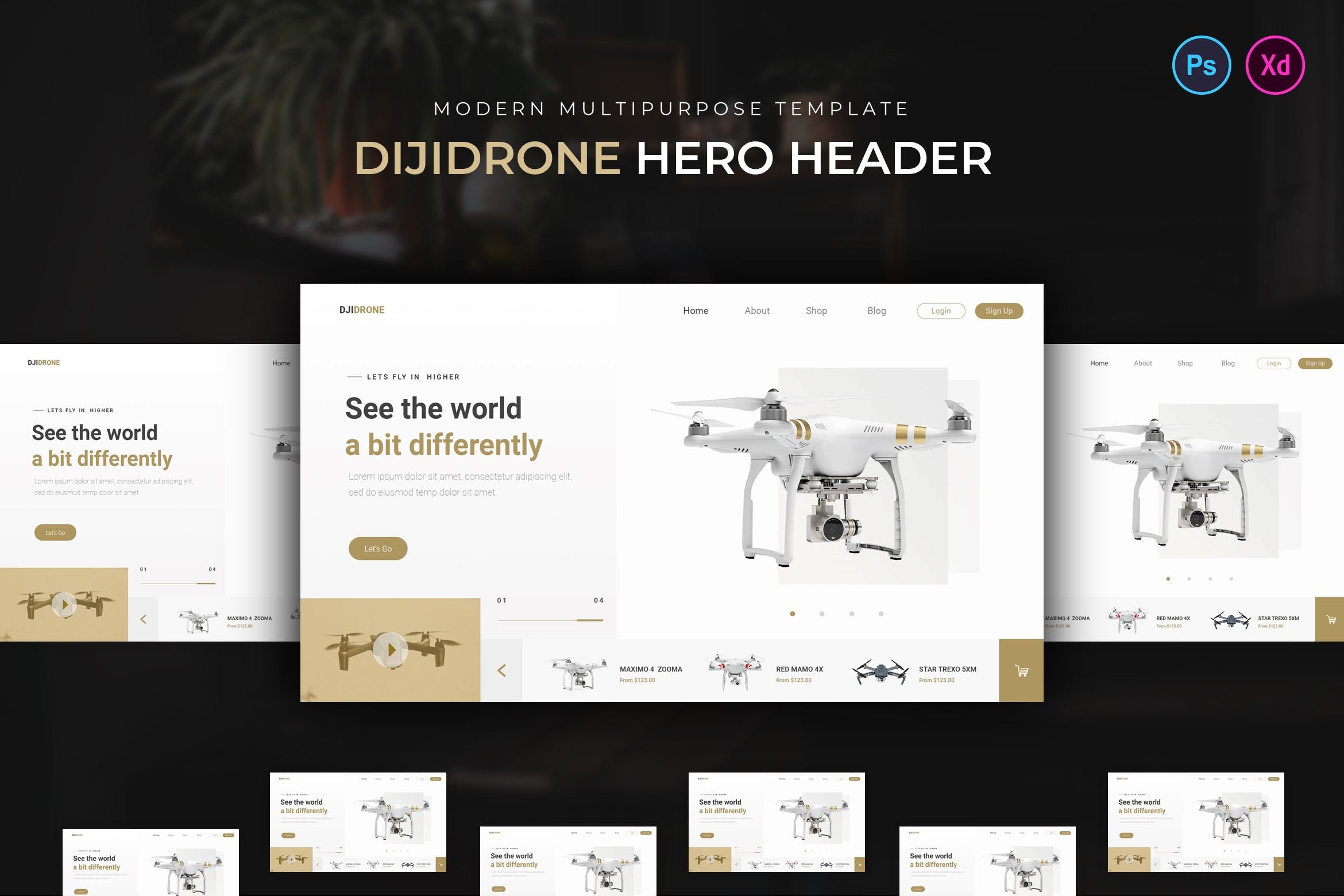 无人机网站头部Header设计模板 Dijidrone Hero Header