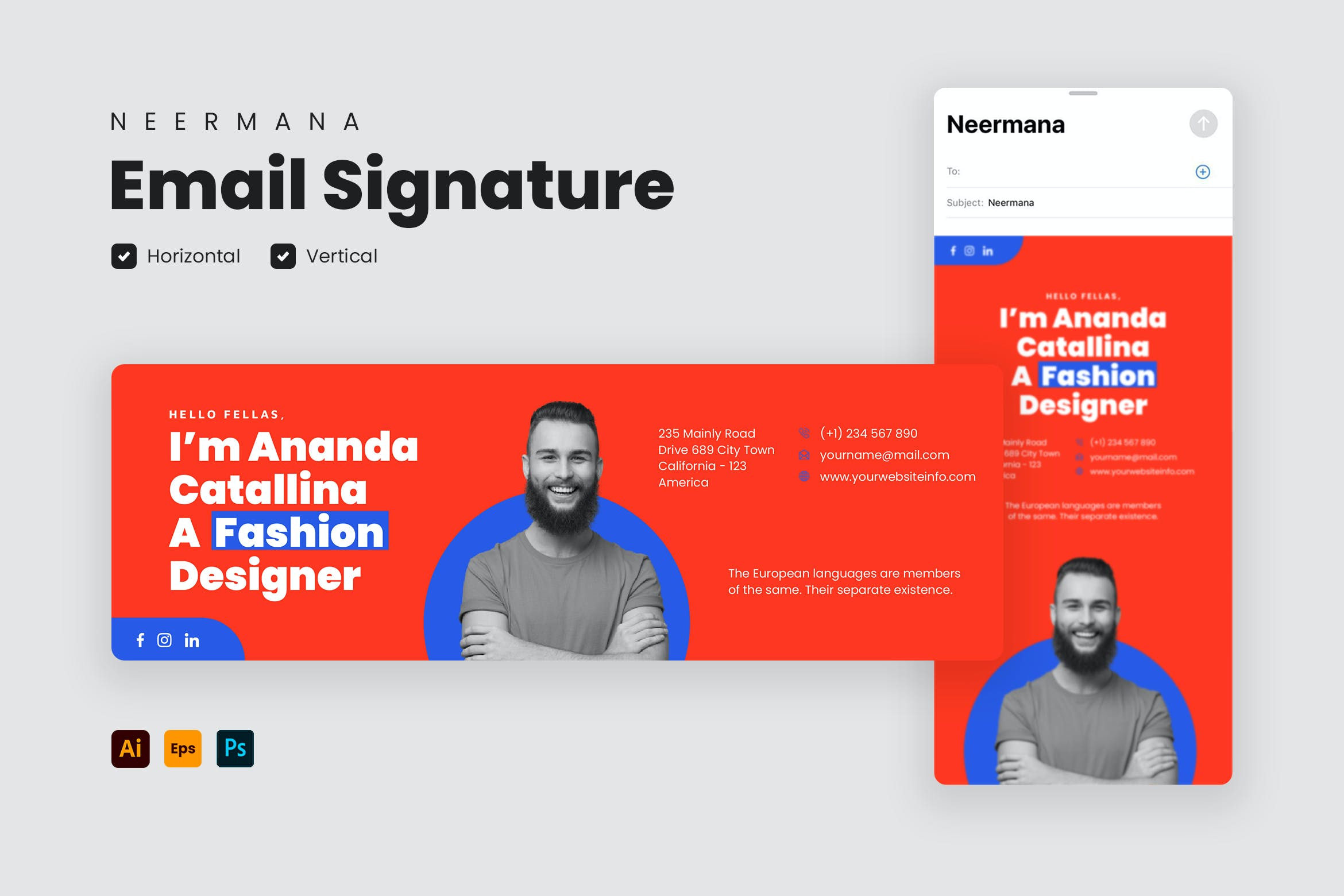 专业通用的电子邮件签名设计模板v28 Email Signature Template V.28