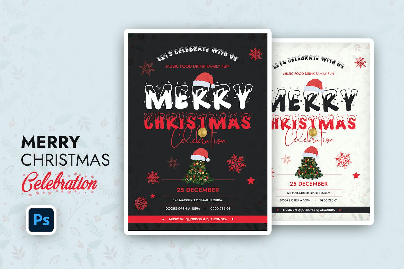 圣诞快乐派对宣传单素材 Christmas Party Flyer