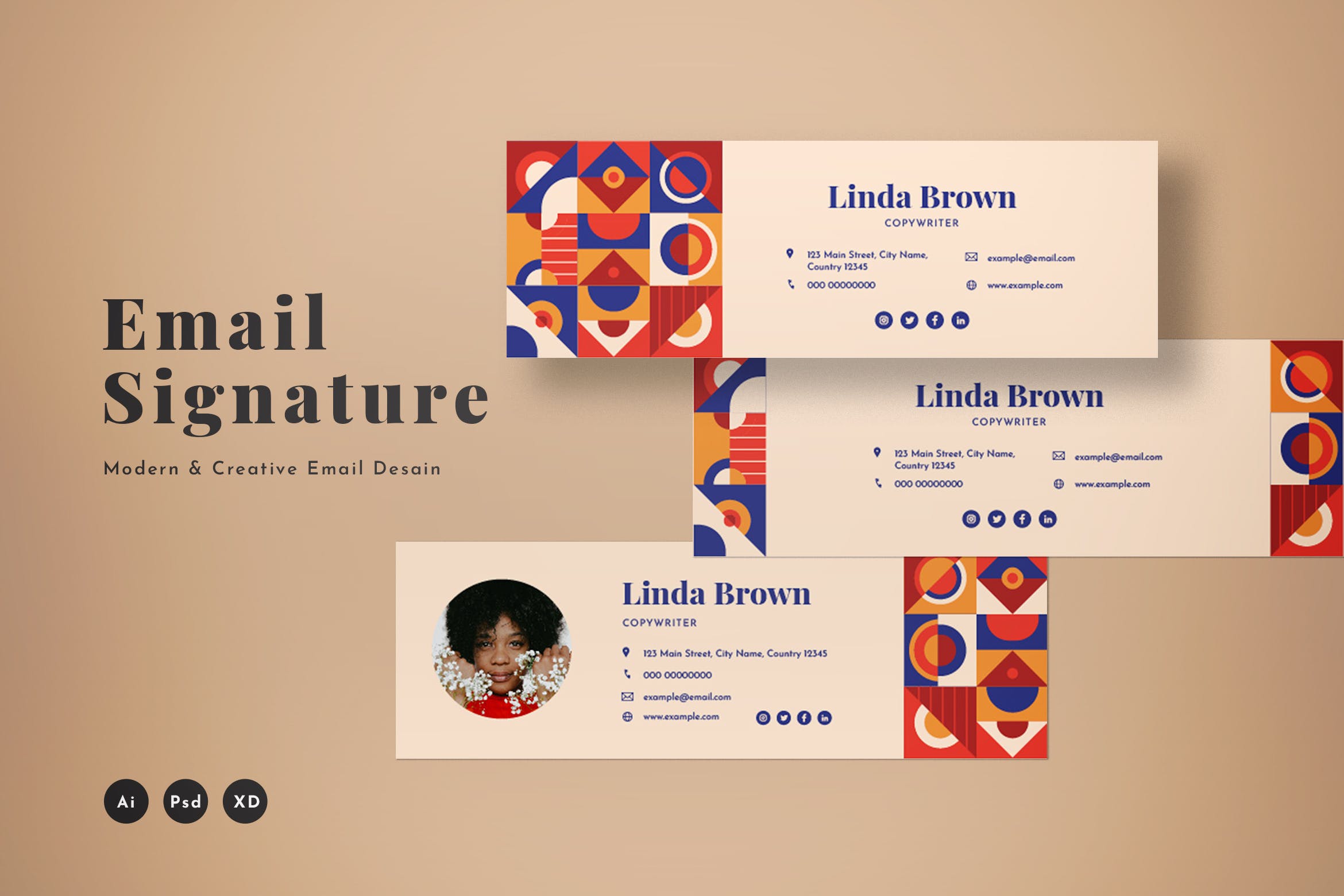 专业通用的电子邮件签名设计模板v20 Email Signature Template