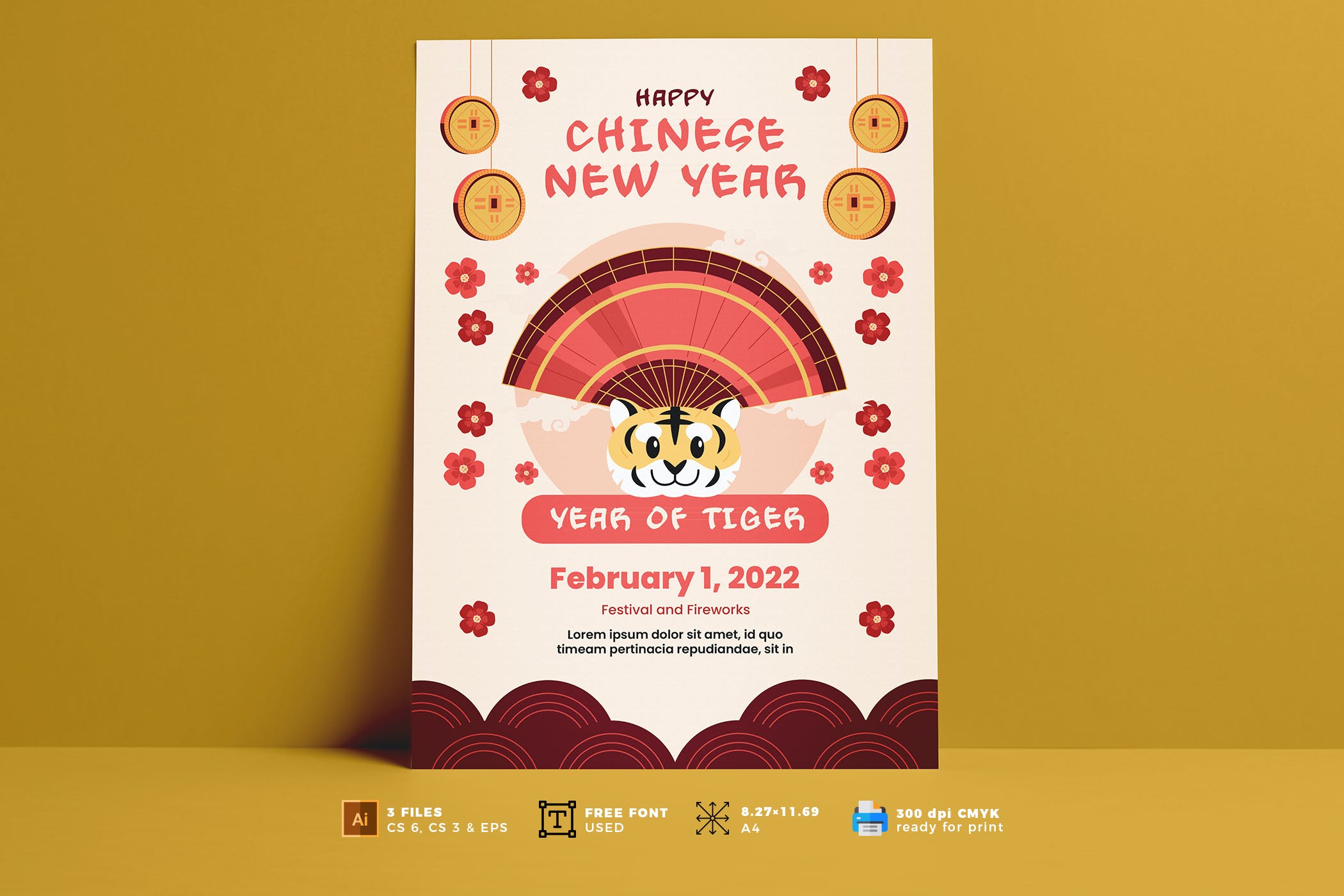 中国新年元素传单素材 Chinese New Year Flyer Vol. 01