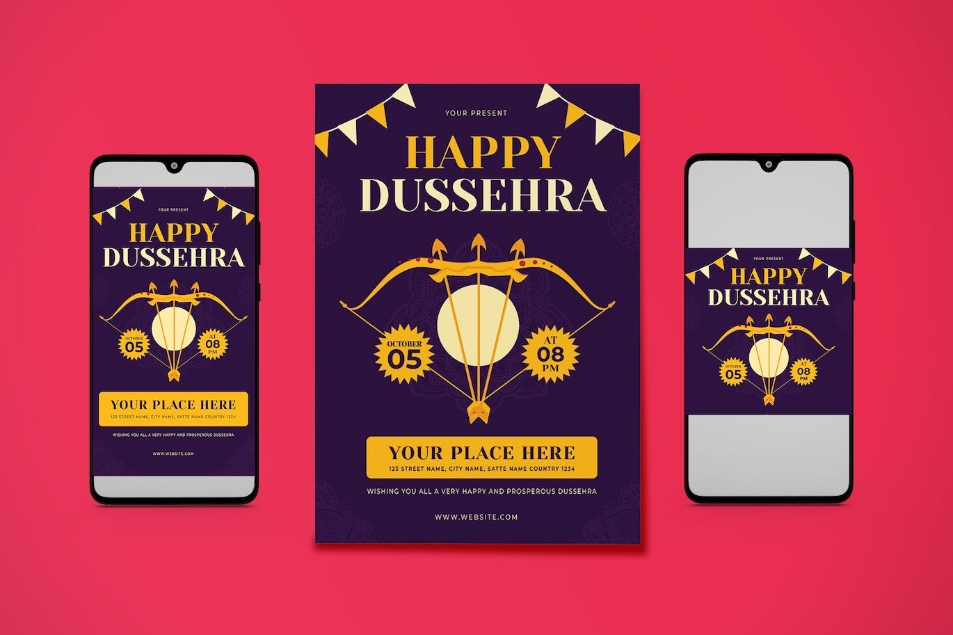 都瑟拉节活动传单设计 Happy Dussehra Flyer