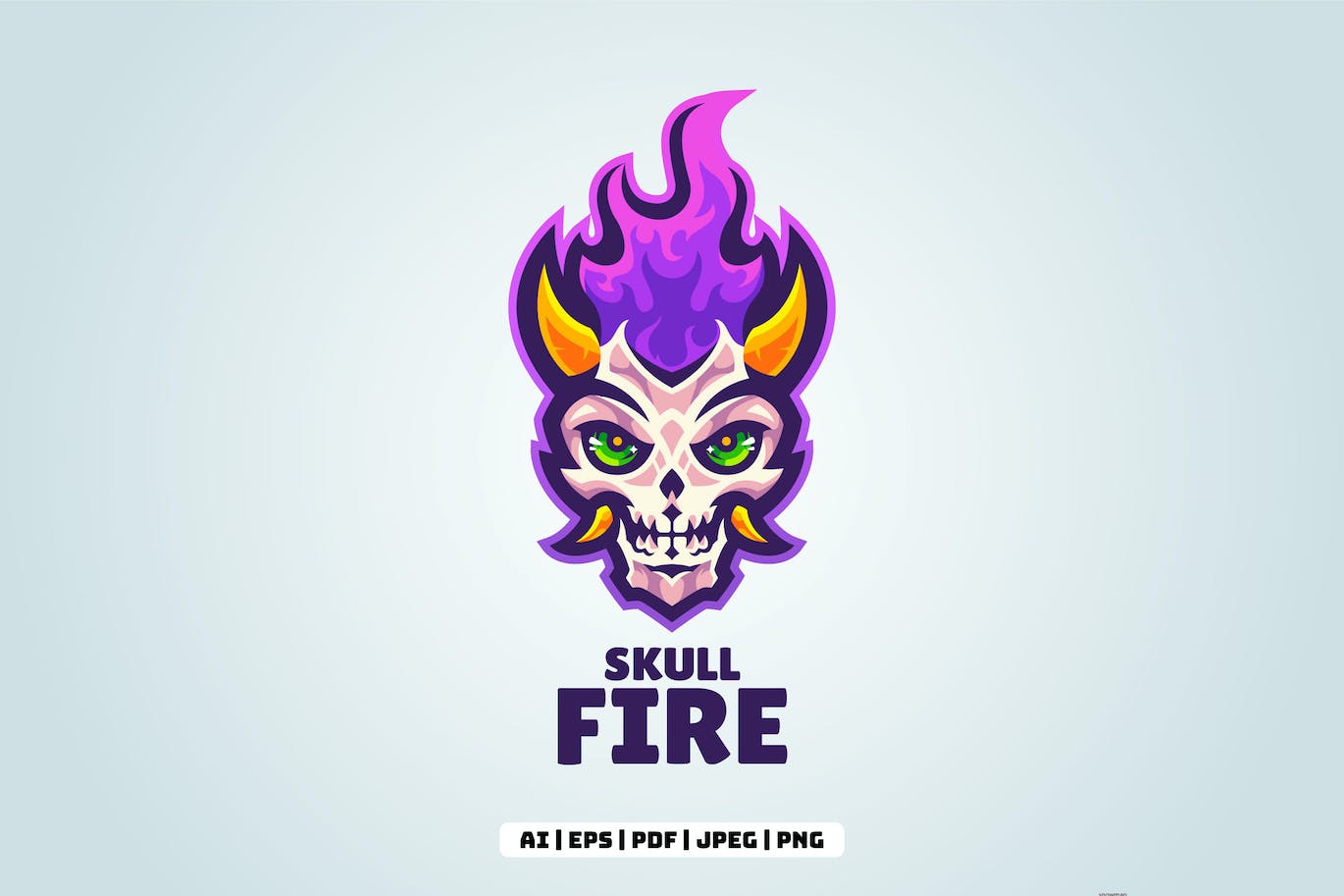 火焰骷髅吉祥物标志Logo设计模板 Skull Fire Mascot Logo
