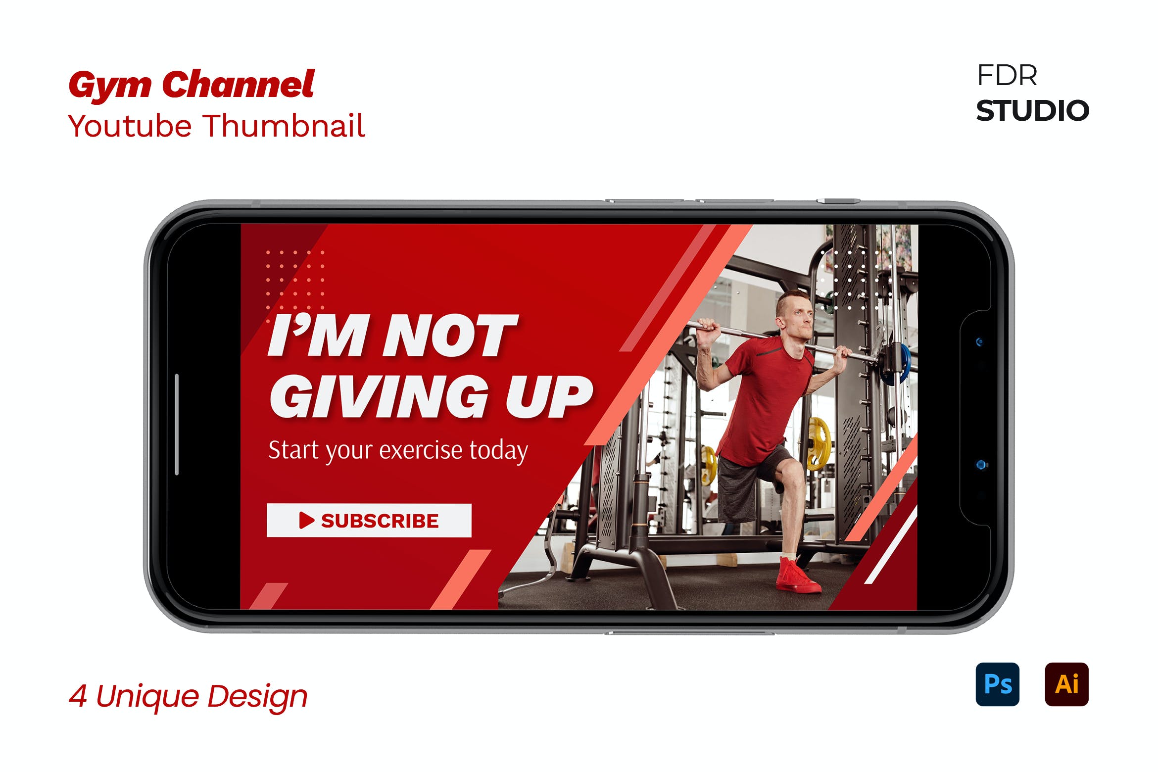 健身房频道Youtube缩略图模板 Gym Channel Youtube Thumbnail