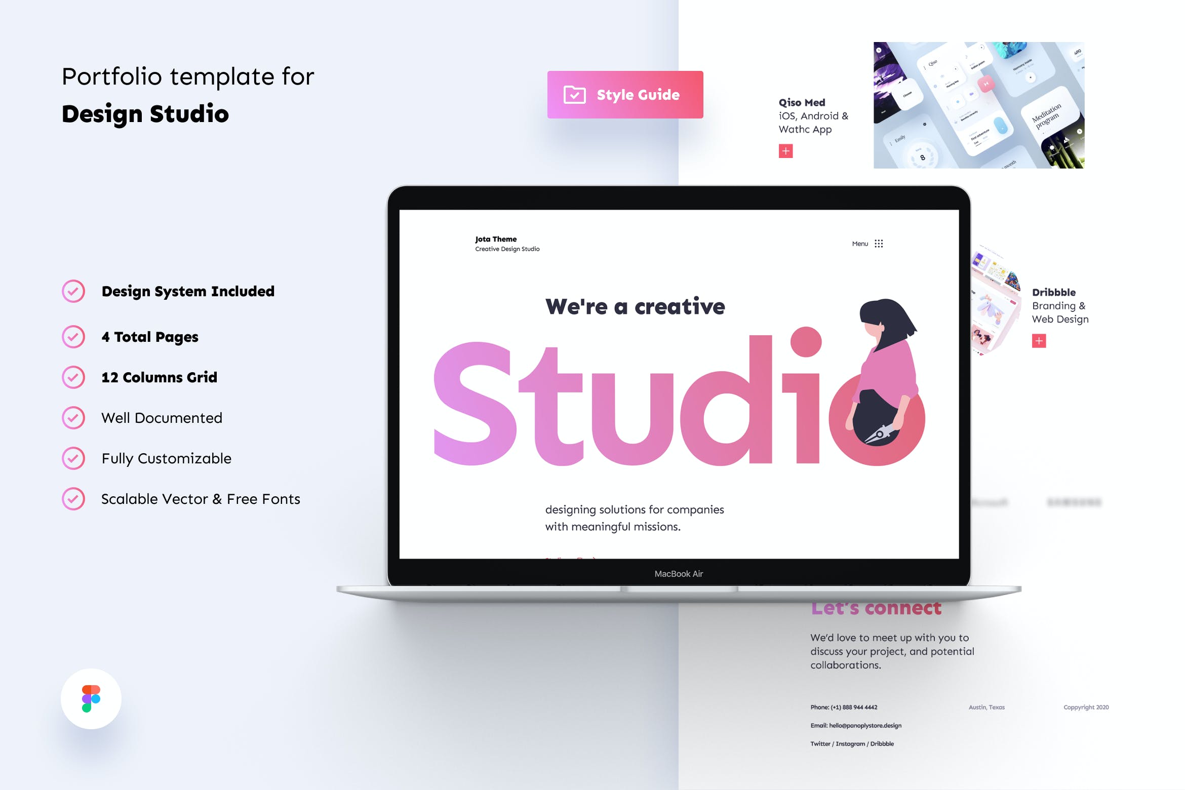 设计工作室创意作品集网站模板UI套件 Design Studio Creative Portfolio Template UI Kit