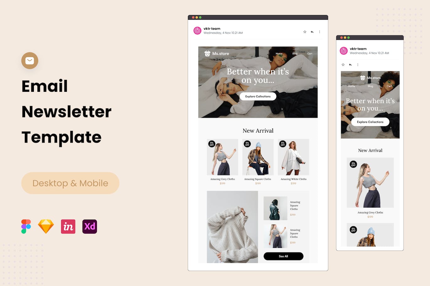 服装推广邮件订阅设计模板 Email Newsletter Template