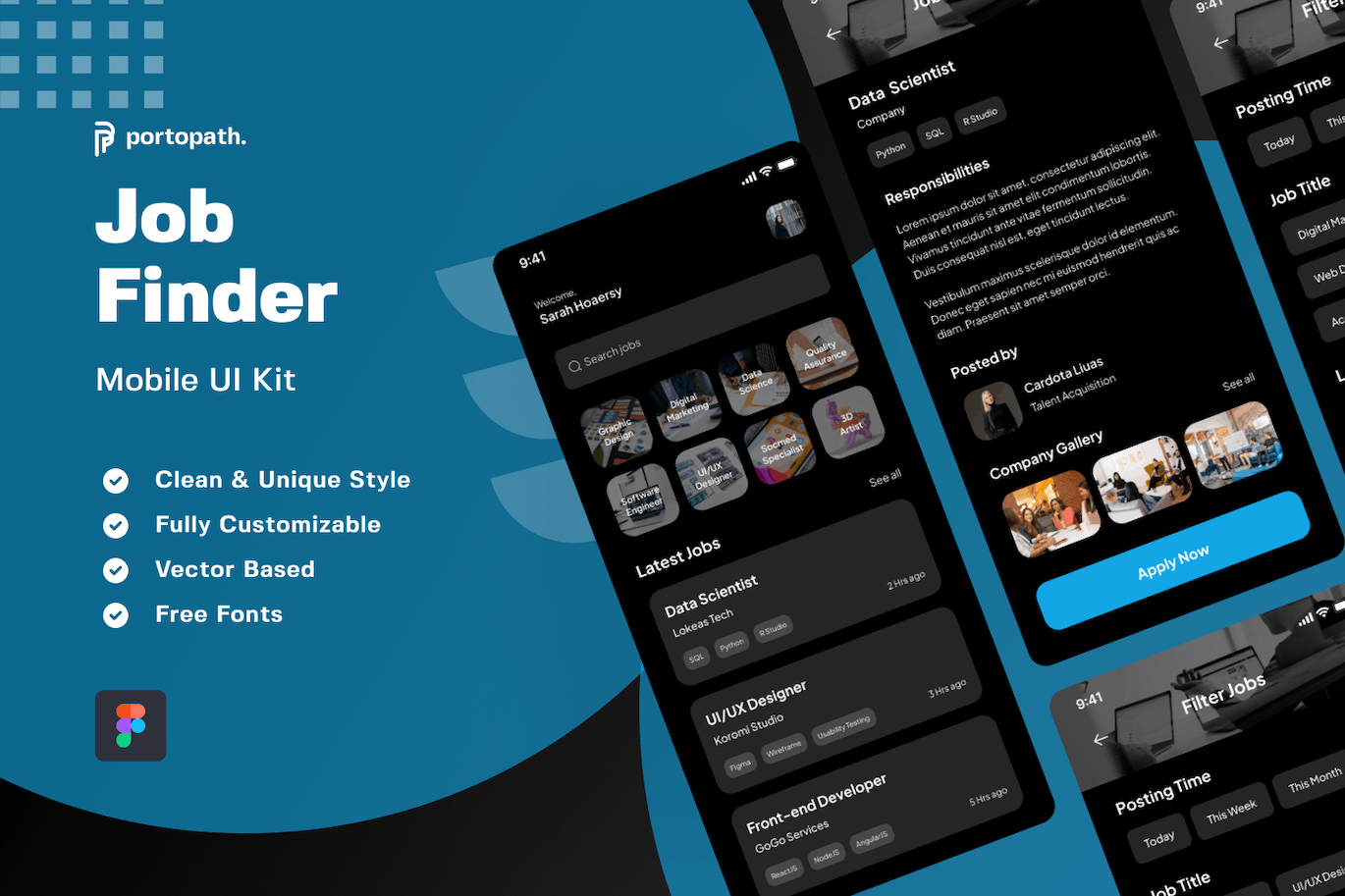 求职者App移动应用程序UI套件 Job Finder Mobile Apps