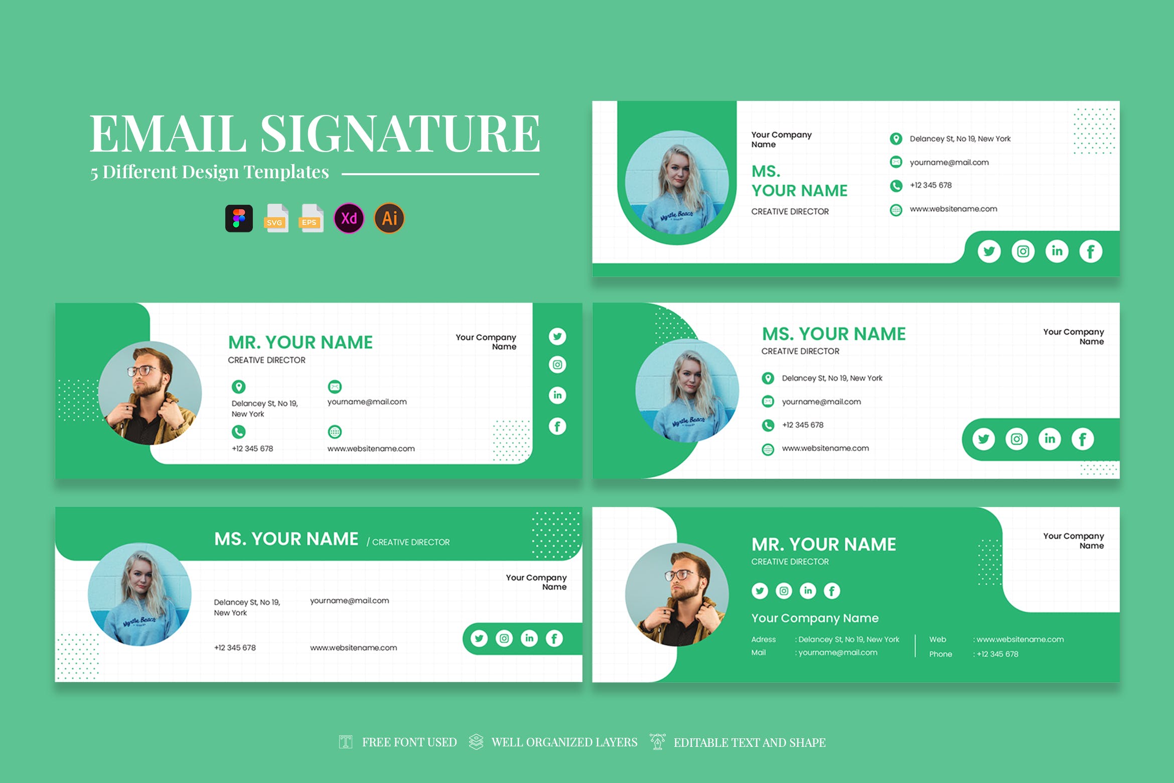 商务绿色电子邮件签名模板 Business Green – Email Signature