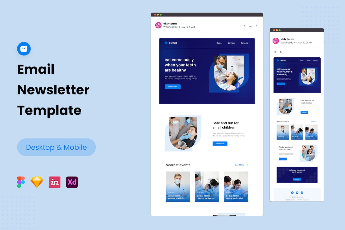 牙科广告EDM电子邮件营销推广模板 Email Newsletter Template