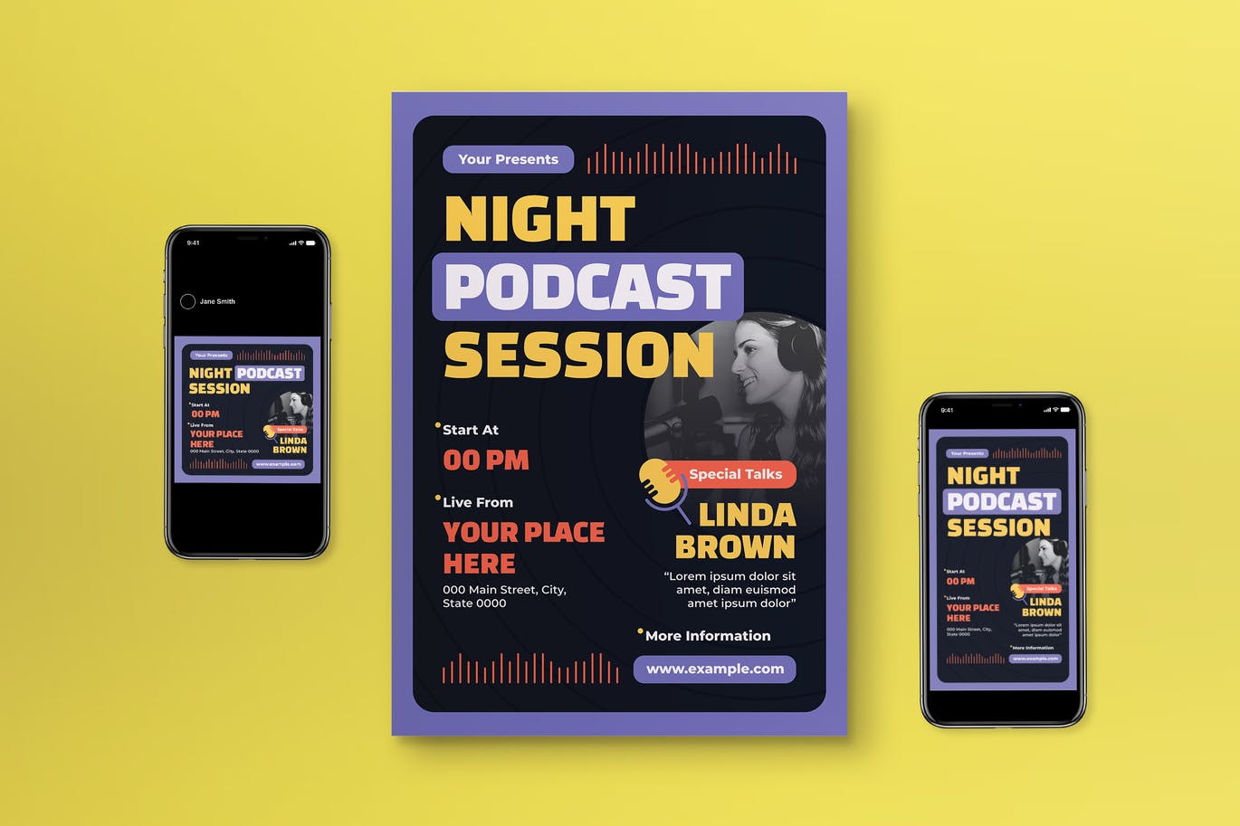 播客会议传单模板下载 Podcast Session Flyer Set