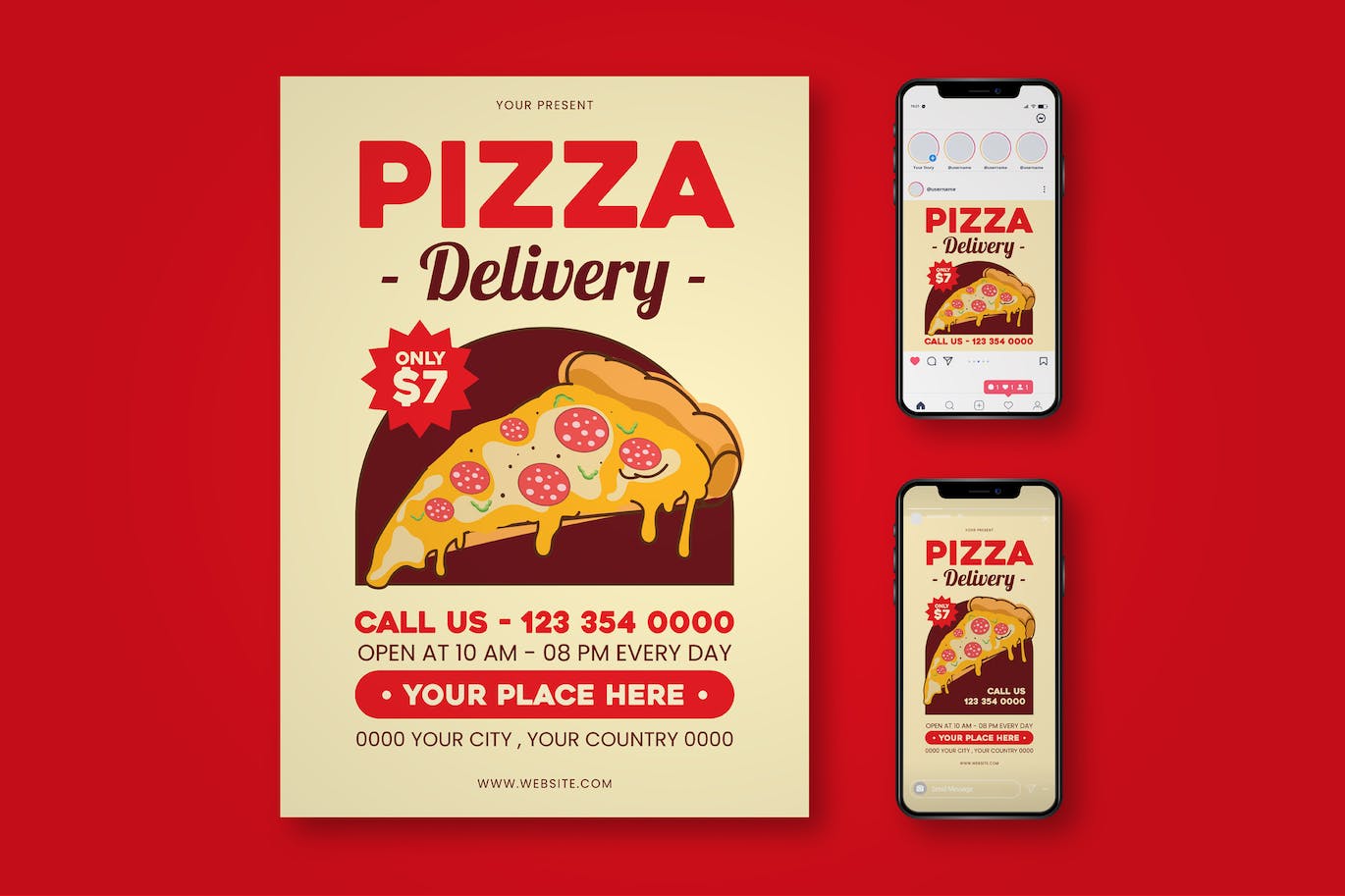 披萨外卖海报模板 Pizza Delivery Flyer