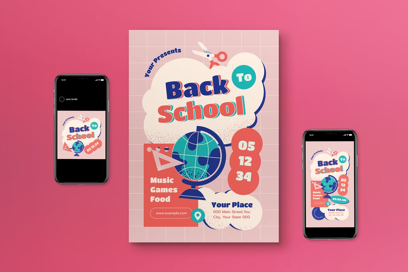 返校海报传单设计模板 Back To School Flyer Set