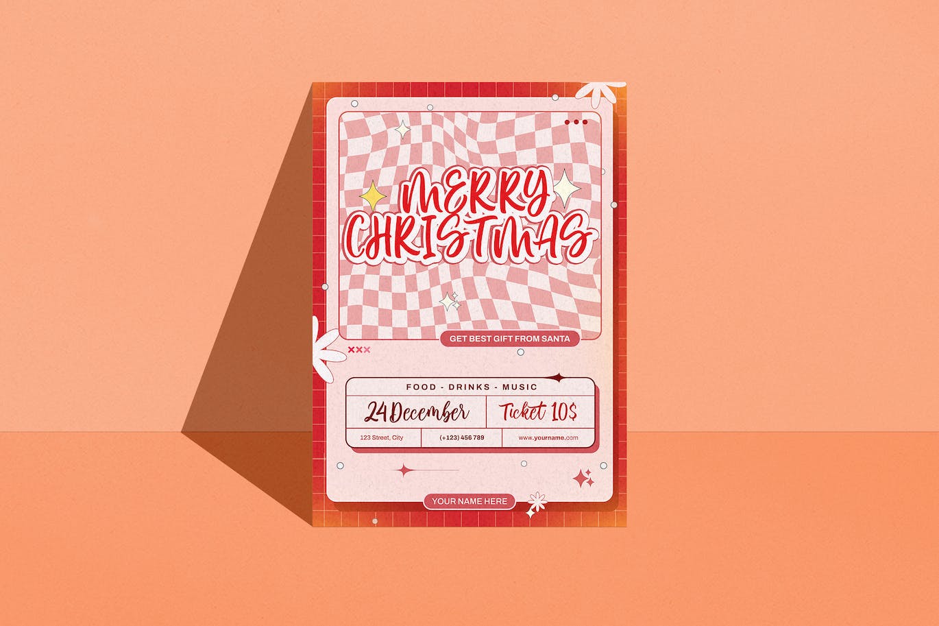 复古框架圣诞派对海报设计 Christmas Party Flyer