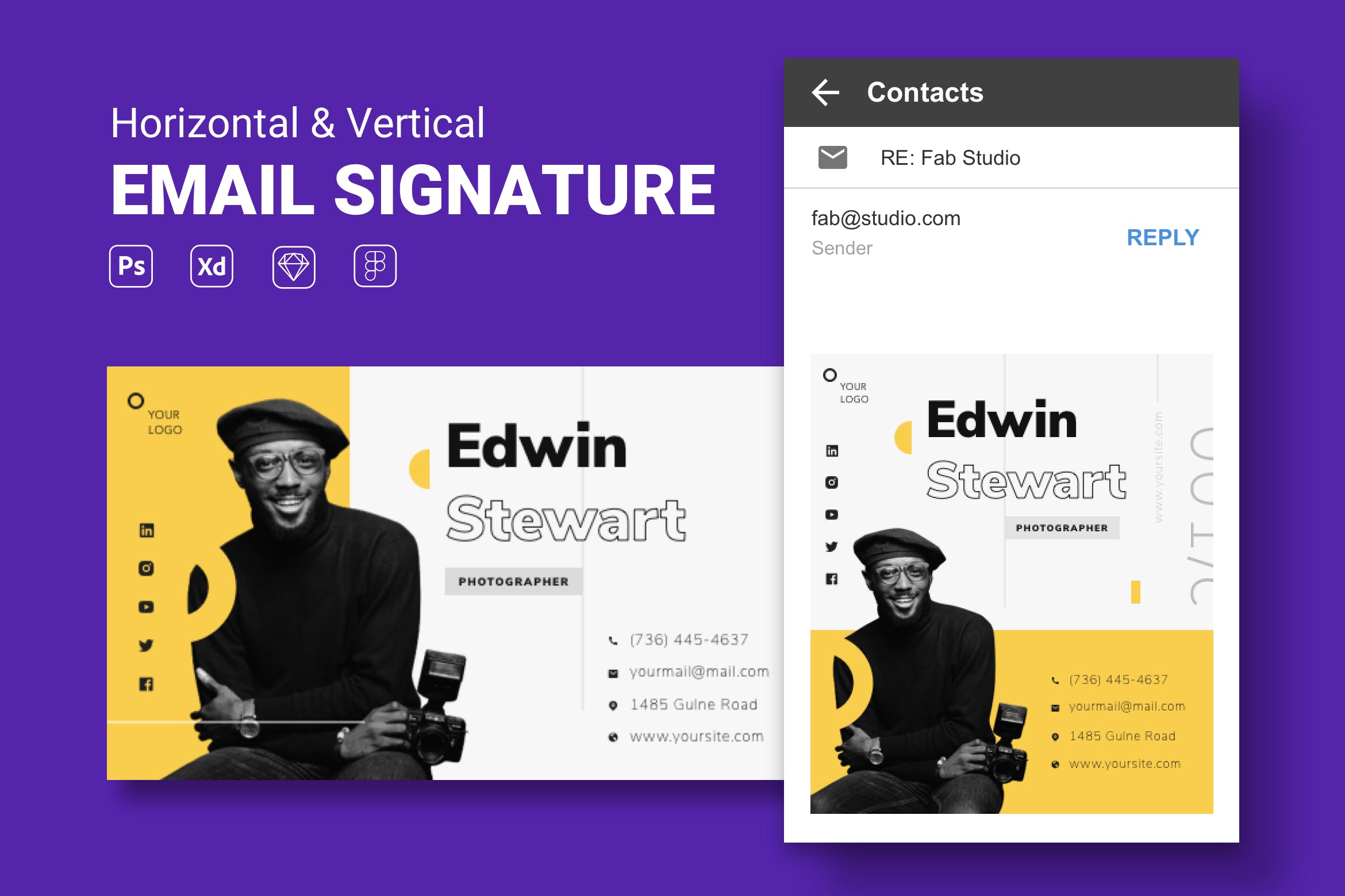 专业通用的电子邮件签名设计模板v1 Email SIgnature