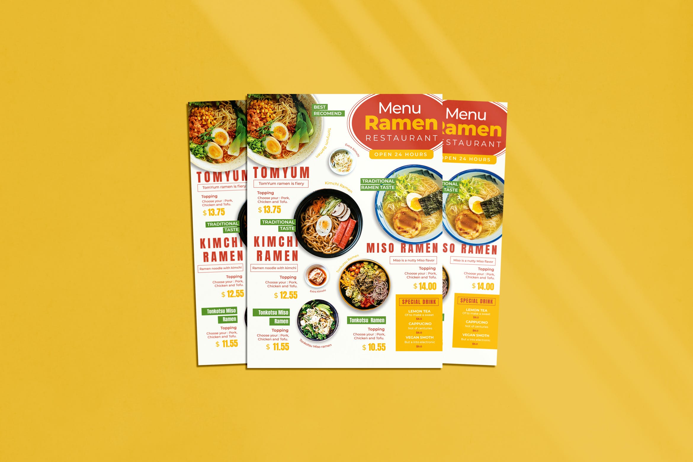 拉面面食菜单设计模板 Ramen Menu