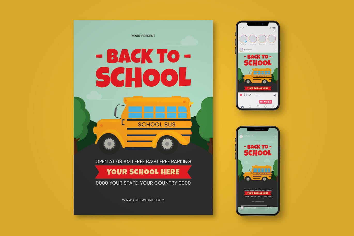 返校活动海报模板下载 Back To School Flyer