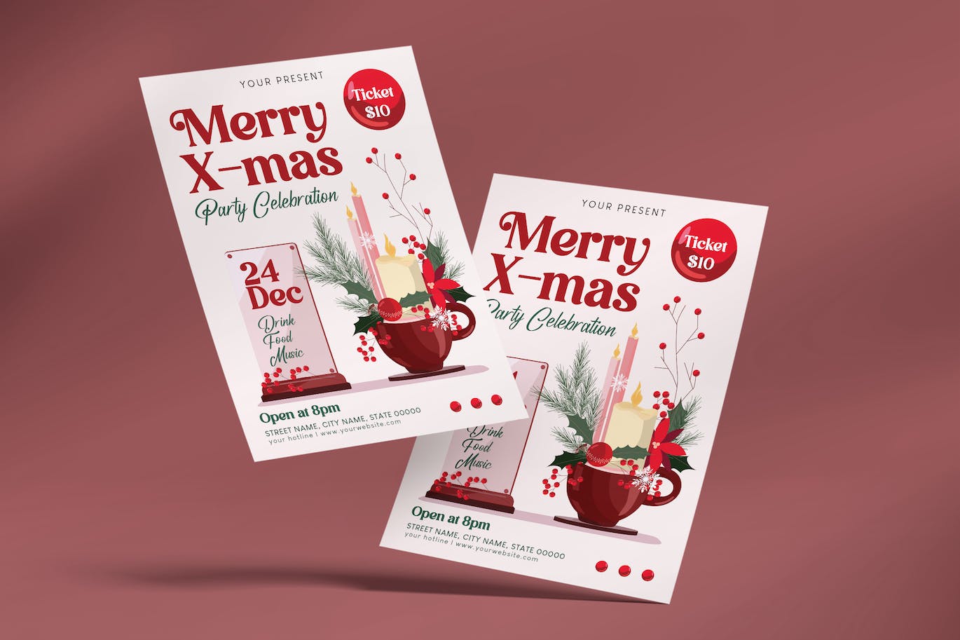 圣诞晚会庆祝活动海报设计模板 Christmas Celebration Flyer