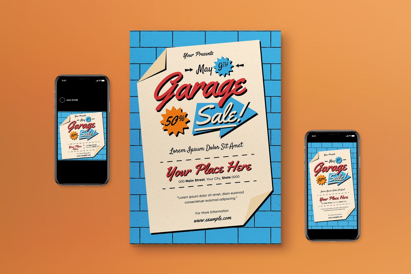 车库拍卖会海报设计模板 Garage Sale Flyer Set