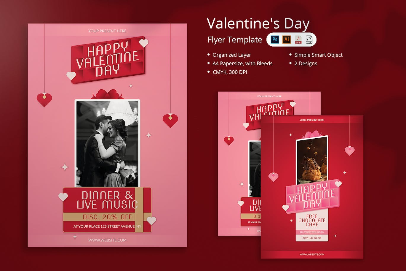 爱心情人节传单模板 Niken – Valentine’s Day Flyer