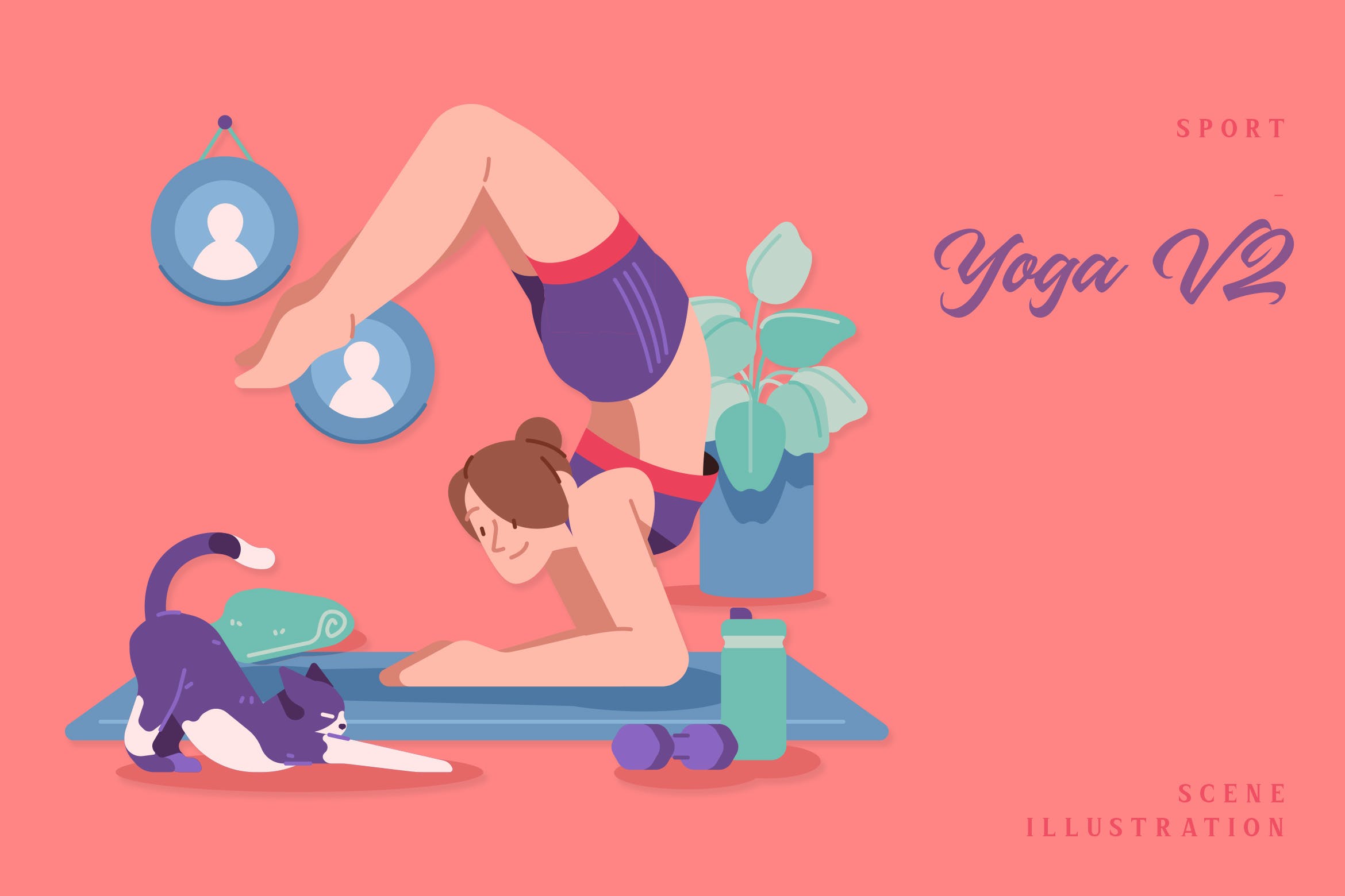 瑜伽运动场景插画v2 Sport – Yoga V2 Scene Illustration