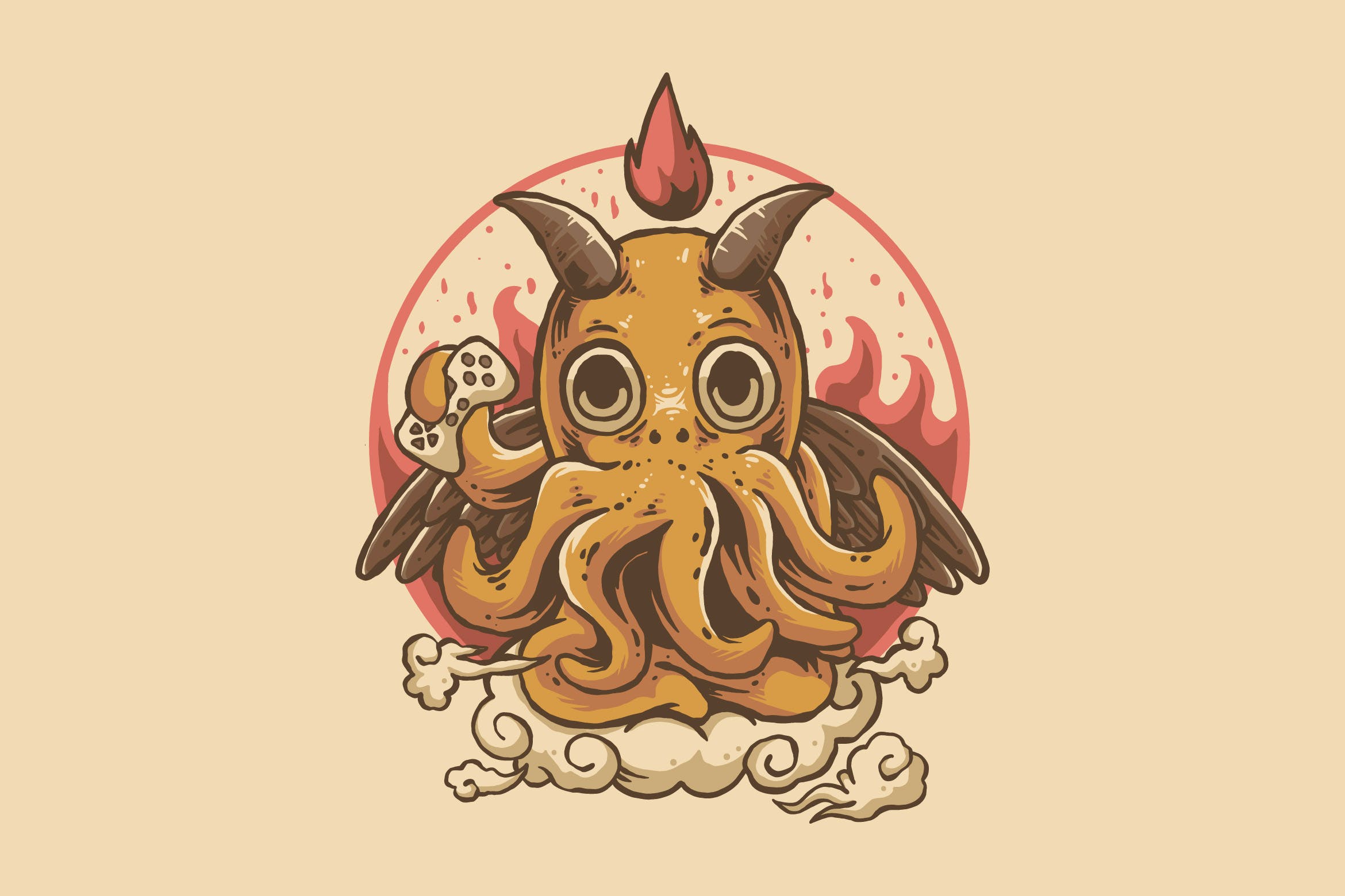 游戏鱿鱼Logo插画设计 game squid illustration design