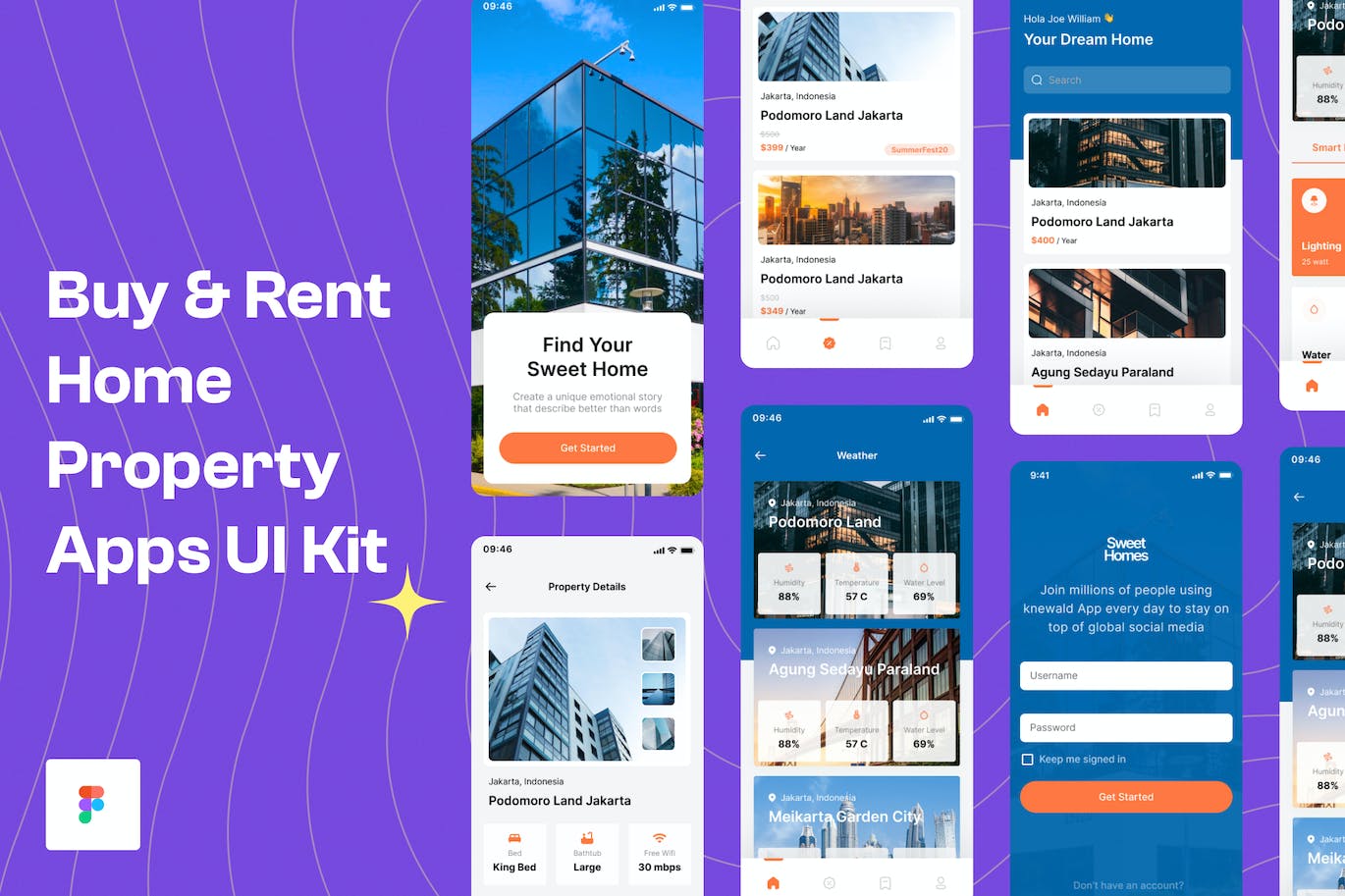家庭和物业应用UI套件 Book Home and Property App UI Kit