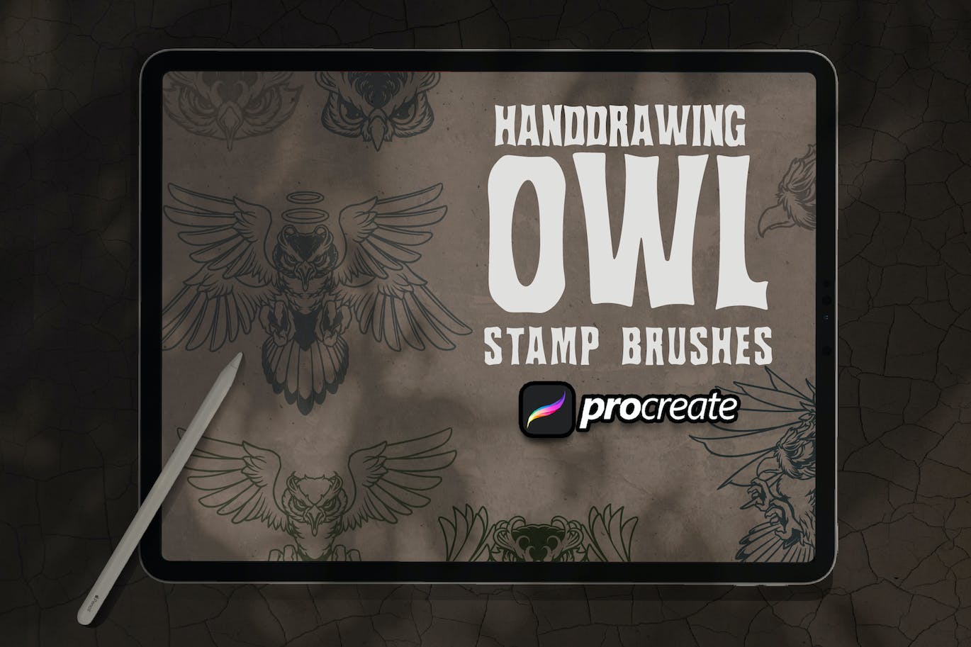 猫头鹰Procreate印章绘画笔刷素材 Owl Handrawing Brush Stamp Procreate