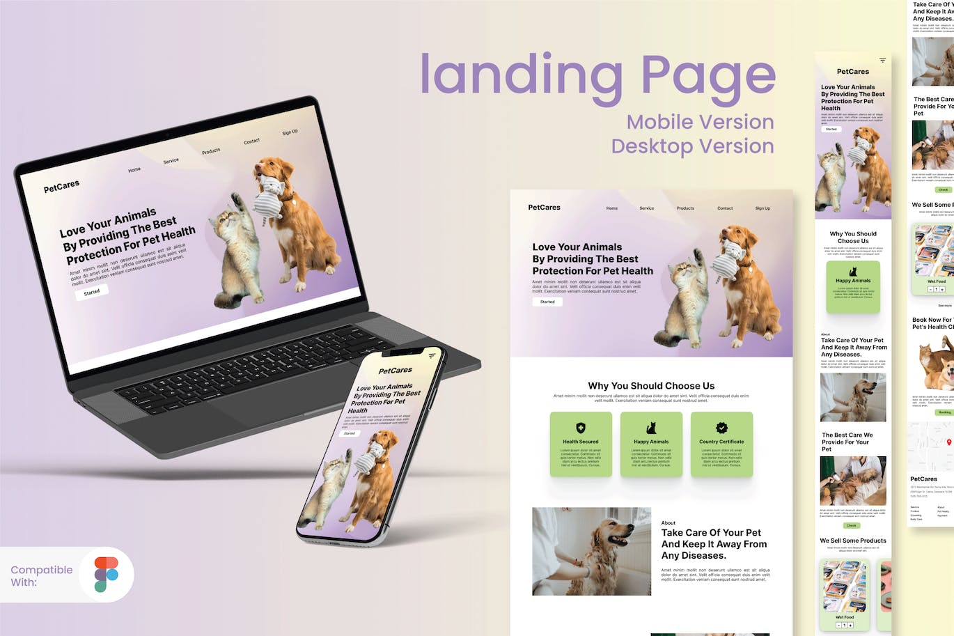 宠物店网站响应式设计着陆页主页模板 Pet Shop Landing Page