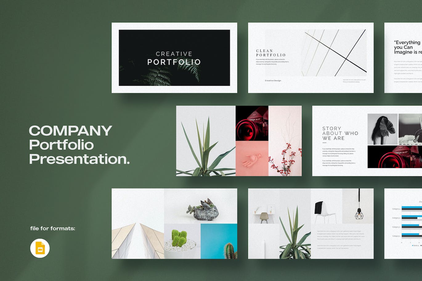 极简风作品展示Google幻灯片模板 Minimal Portfolio Google Slides Template